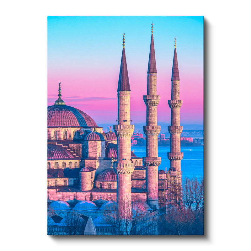 Dikey Kanvas Tablo Sultanahmet Camii Üç Minare Şehir Mimari Tablo Ev Ofis Duvar Dekoru