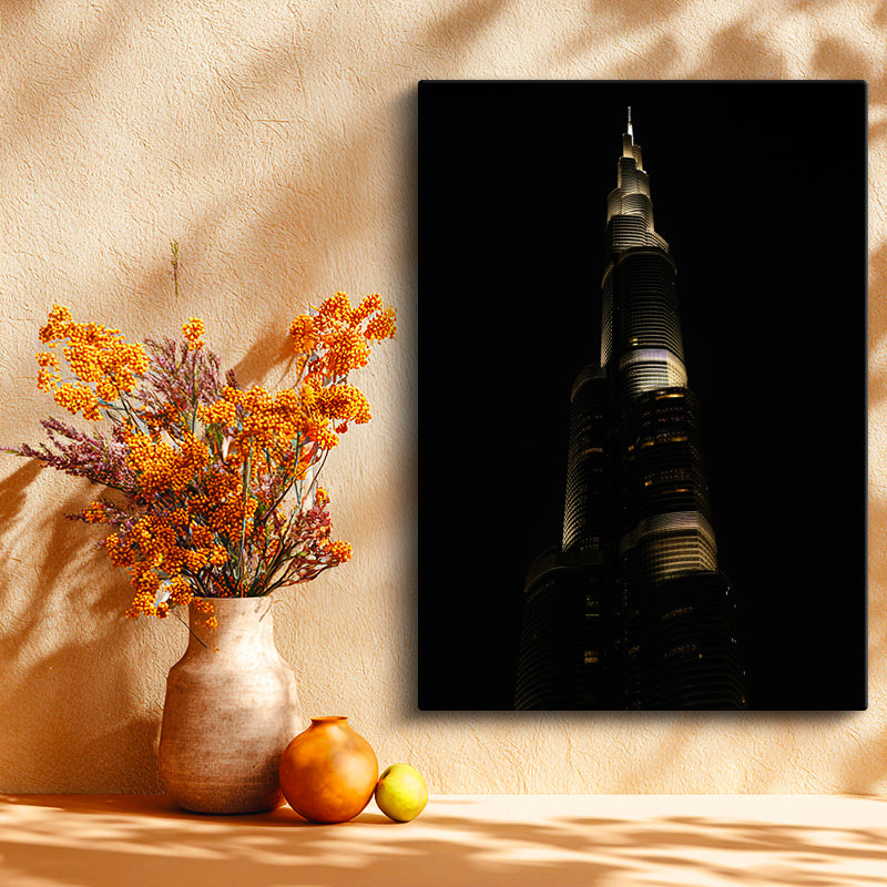 Dikey Kanvas Tablo Dubai Burj Khalifa Gökdeleni Şehir Mimari Tablo Ev Ofis Duvar Dekoru