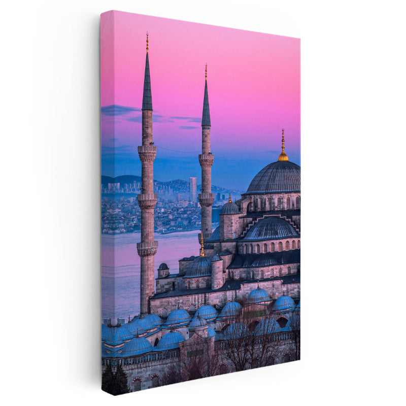 Dikey Kanvas Tablo Sultanahmet Camii Gün Doğumu Renkleri Şehir Mimari Tablo Ev Ofis Duvar Dekoru