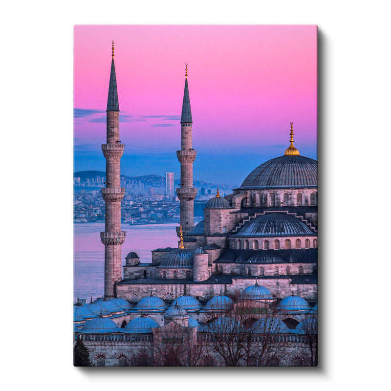 Dikey Kanvas Tablo Sultanahmet Camii Gün Doğumu Renkleri Şehir Mimari Tablo Ev Ofis Duvar Dekoru