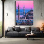 Dikey Kanvas Tablo Sultanahmet Camii Gün Doğumu Renkleri Şehir Mimari Tablo Ev Ofis Duvar Dekoru