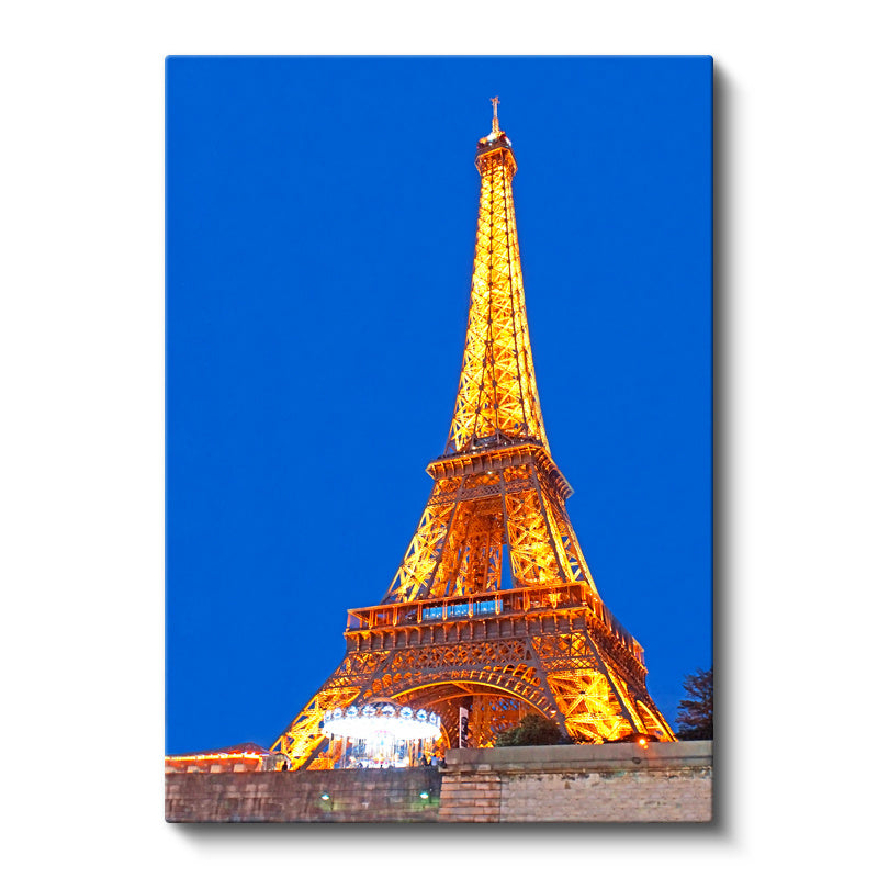 Dikey Kanvas Tablo Paris Eyfel Kulesi Gece Mimarisi Şehir Mimari Tablo Ev Ofis Duvar Dekoru
