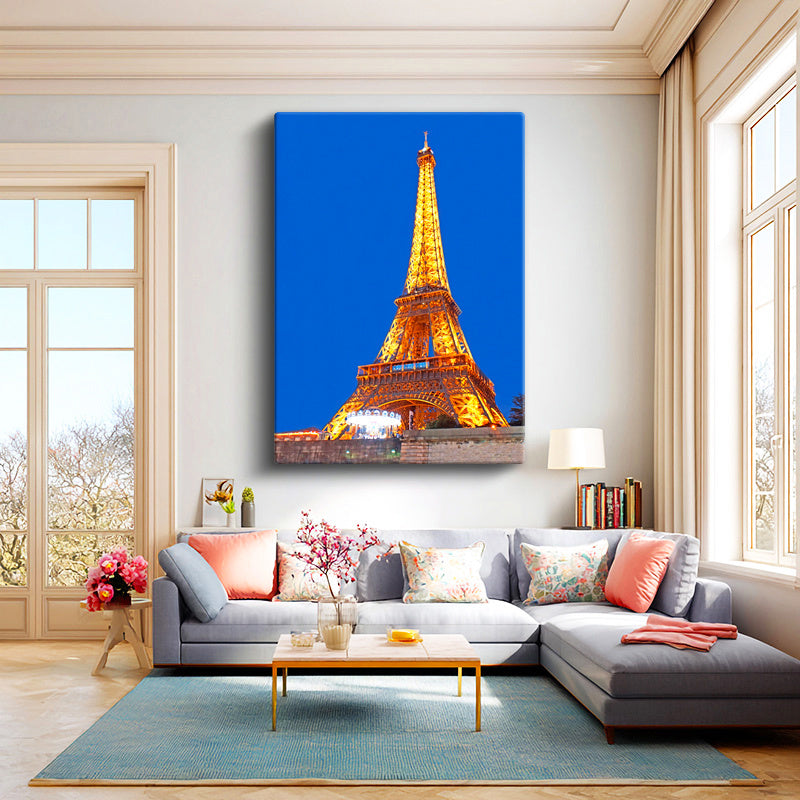Dikey Kanvas Tablo Paris Eyfel Kulesi Gece Mimarisi Şehir Mimari Tablo Ev Ofis Duvar Dekoru