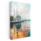 Dikey Kanvas Tablo Ortaköy Camii ve Deniz Yansıması Şehir Mimari Tablo Ev Ofis Duvar Dekoru