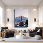 Dikey Kanvas Tablo Japonya Pagoda ve Fuji Dağı Şehir Mimari Tablo Ev Ofis Duvar Dekoru