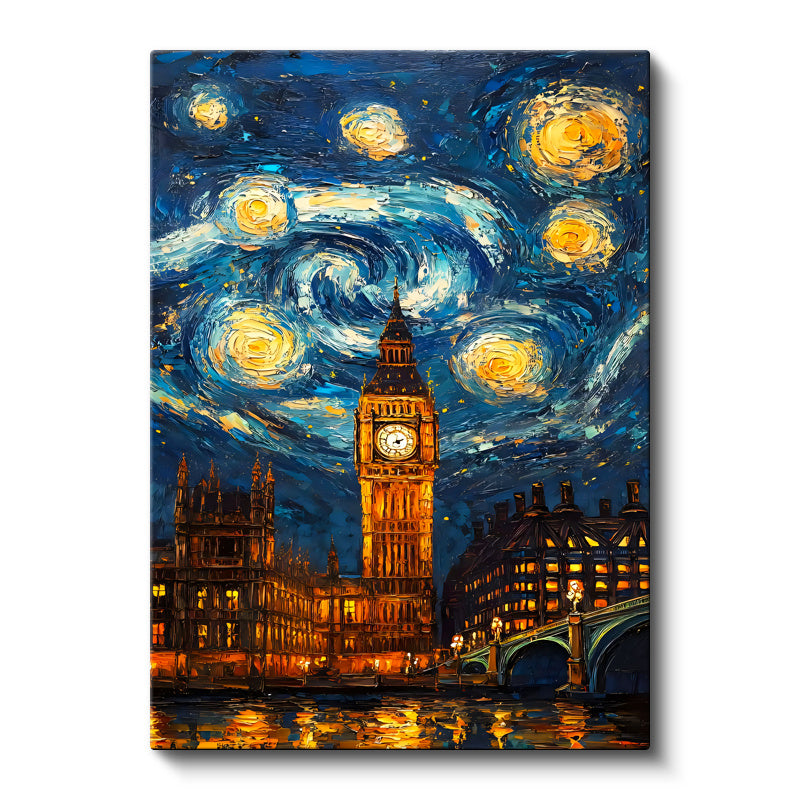 Dikey Kanvas Tablo Londra Big Ben Fantastik Gökyüzü Şehir Ve Mimari Tablo Ev Ofis Duvar Dekoru