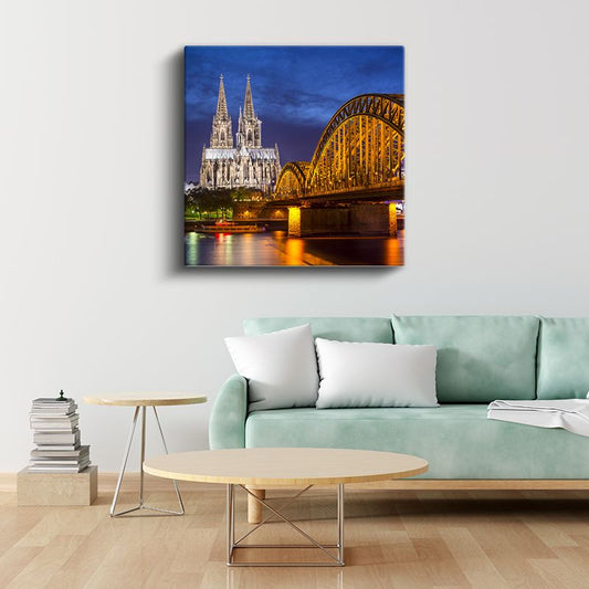 Köln Katedrali - Nehir Kıyısında Gotik İhtişam Kanvas Tablo