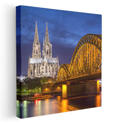 Köln Katedrali - Nehir Kıyısında Gotik İhtişam Kanvas Tablo