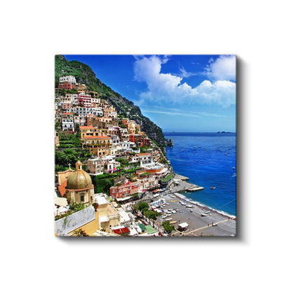 Positano Kıyıları - Renkli Evler ve Mavi Deniz Kanvas Tablo