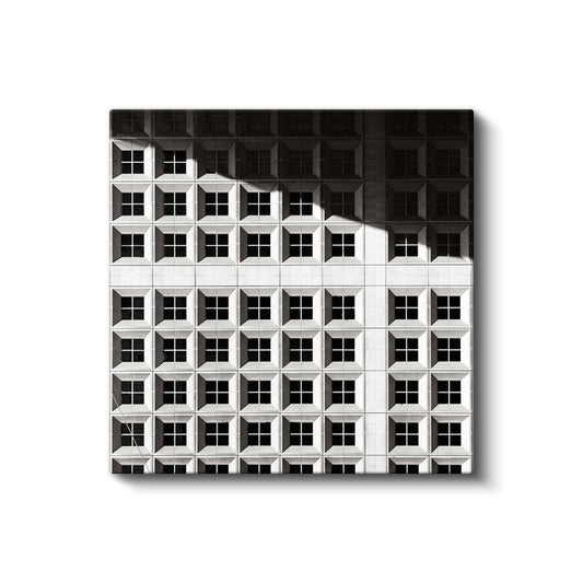 Minimalist Cephe - Siyah Beyaz Pencere Desenleri Kanvas Tablo