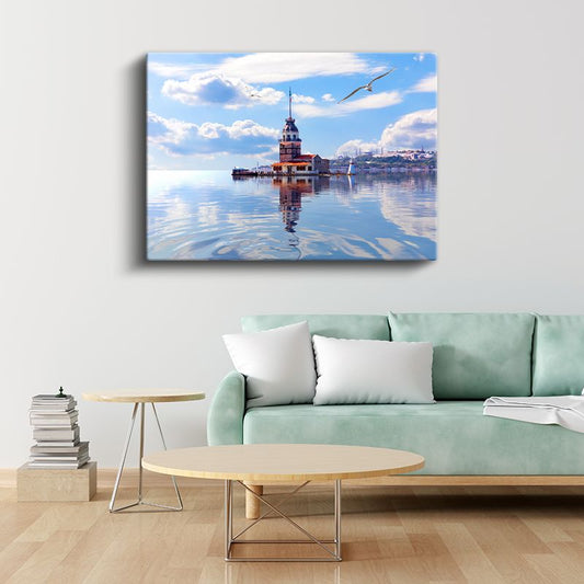 Kız Kulesi - Mavi Sular Üzerinde İstanbul Simgesi Kanvas Tablo