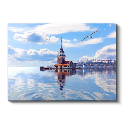 Kız Kulesi - Mavi Sular Üzerinde İstanbul Simgesi Kanvas Tablo