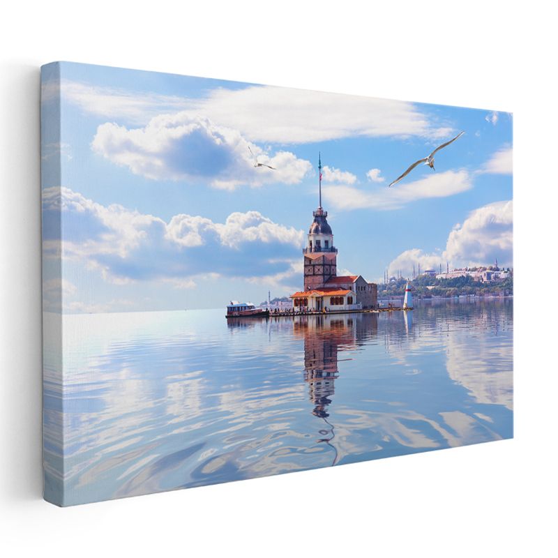 Kız Kulesi - Mavi Sular Üzerinde İstanbul Simgesi Kanvas Tablo