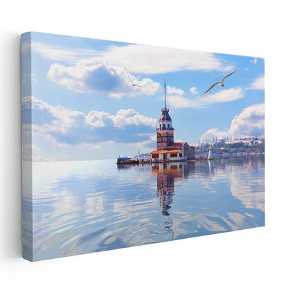 Kız Kulesi - Mavi Sular Üzerinde İstanbul Simgesi Kanvas Tablo