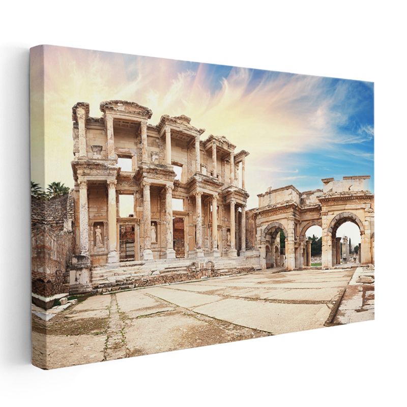 Celsus Kütüphanesi - Efes'in Antik Mimarisi Kanvas Tablo