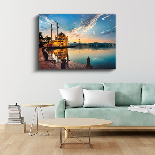 Ortaköy Camii - Boğaz'da Altın Işıklar Kanvas Tablo