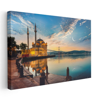 Ortaköy Camii - Boğaz'da Altın Işıklar Kanvas Tablo