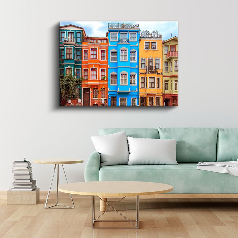 Balat Evleri - İstanbul'un Renkli Cepheleri Kanvas Tablo