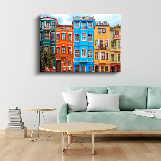 Balat Evleri - İstanbul'un Renkli Cepheleri Kanvas Tablo