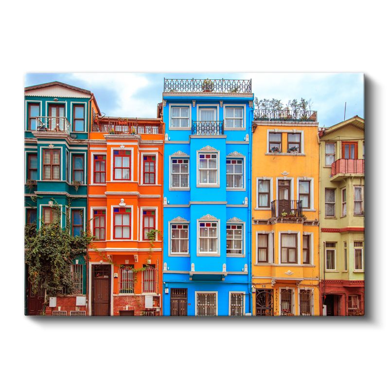 Balat Evleri - İstanbul'un Renkli Cepheleri Kanvas Tablo
