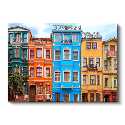 Balat Evleri - İstanbul'un Renkli Cepheleri Kanvas Tablo