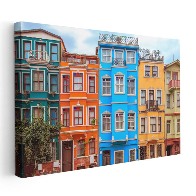 Balat Evleri - İstanbul'un Renkli Cepheleri Kanvas Tablo
