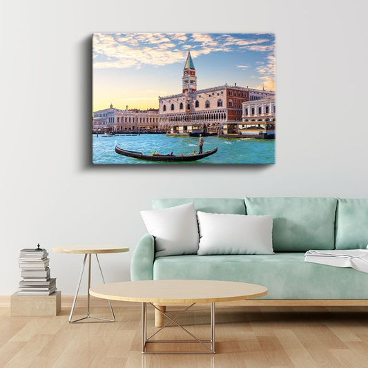 San Marco Meydanı - Venedik'te Gondol Gezintisi Kanvas Tablo