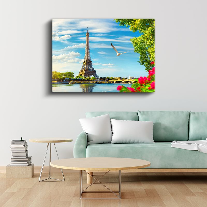 Eyfel Kulesi - Seine Nehri Kıyısında Bahar Kanvas Tablo