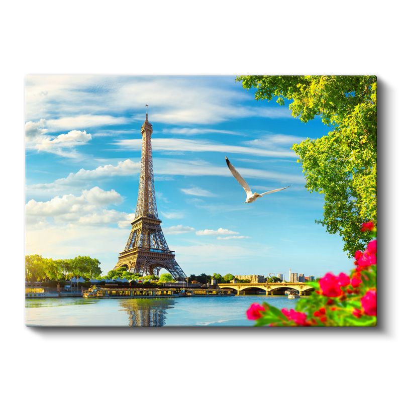 Eyfel Kulesi - Seine Nehri Kıyısında Bahar Kanvas Tablo