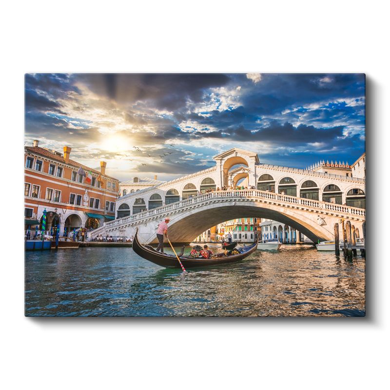 Rialto Köprüsü - Venedik Kanallarında Gün Batımı Kanvas Tablo