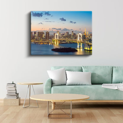 Rainbow Köprüsü - Tokyo Gece Panoraması Kanvas Tablo