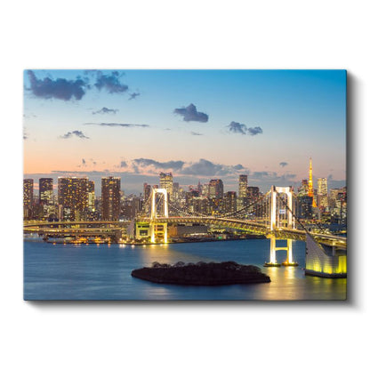 Rainbow Köprüsü - Tokyo Gece Panoraması Kanvas Tablo