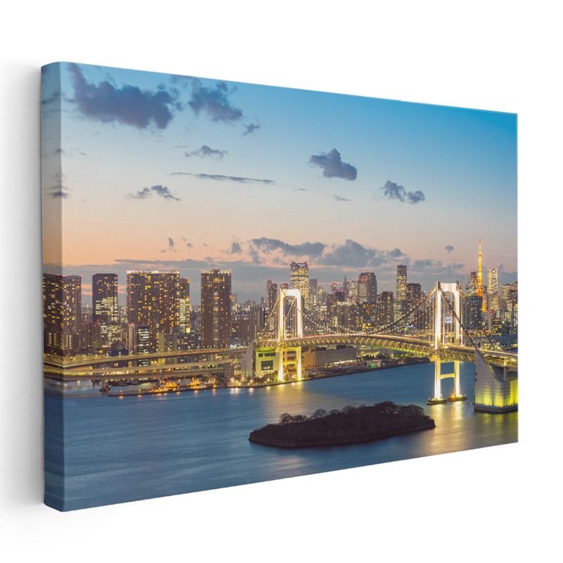 Rainbow Köprüsü - Tokyo Gece Panoraması Kanvas Tablo