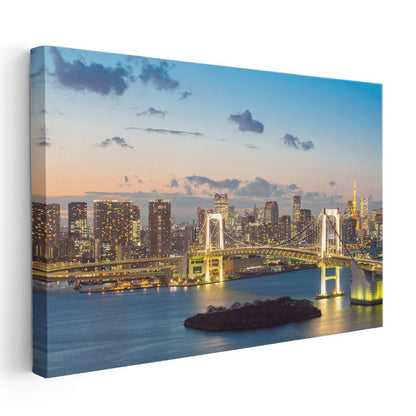 Rainbow Köprüsü - Tokyo Gece Panoraması Kanvas Tablo