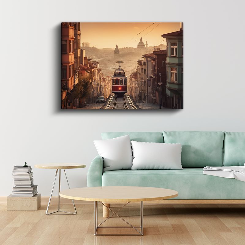 Nostaljik Tramvay - İstanbul Yokuşlarında Kanvas Tablo