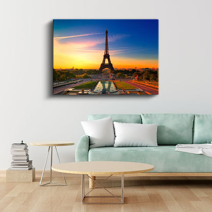 Eyfel Kulesi - Paris'te Gün Batımı Kanvas Tablo