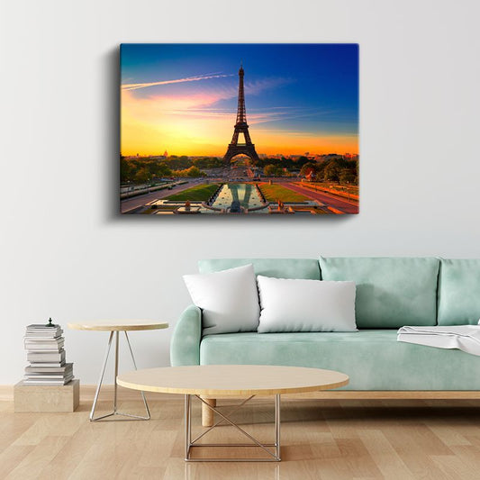 Eyfel Kulesi - Paris'te Gün Batımı Kanvas Tablo