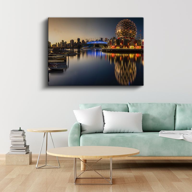 Vancouver Gece Panoraması - Işıltılı Şehir Silueti Kanvas Tablo