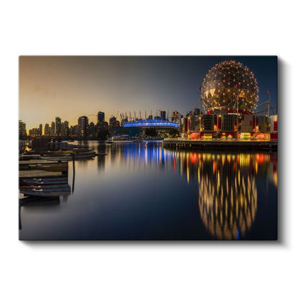 Vancouver Gece Panoraması - Işıltılı Şehir Silueti Kanvas Tablo