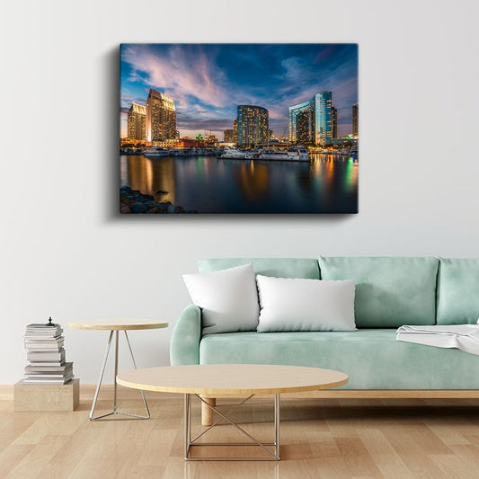 San Diego Marina - Modern Gökdelenler Kanvas Tablo