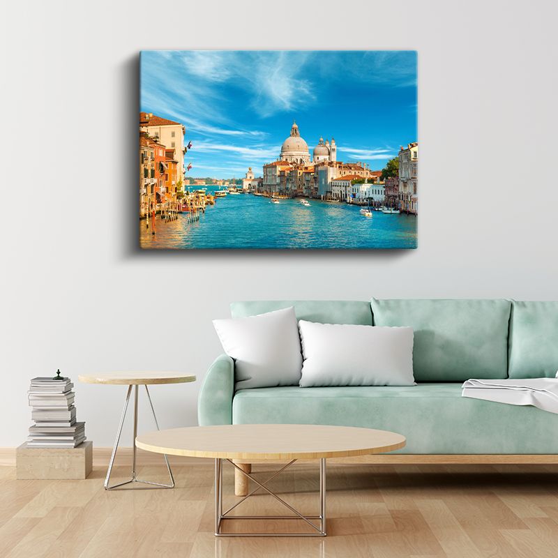 Venedik Kanalları - Tarihi Bazilika Manzarası Kanvas Tablo