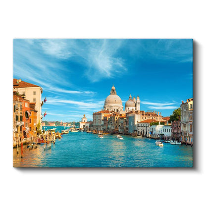 Venedik Kanalları - Tarihi Bazilika Manzarası Kanvas Tablo