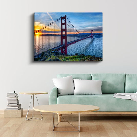 Golden Gate Köprüsü - Gün Batımında Kızıl Silüet Kanvas Tablo