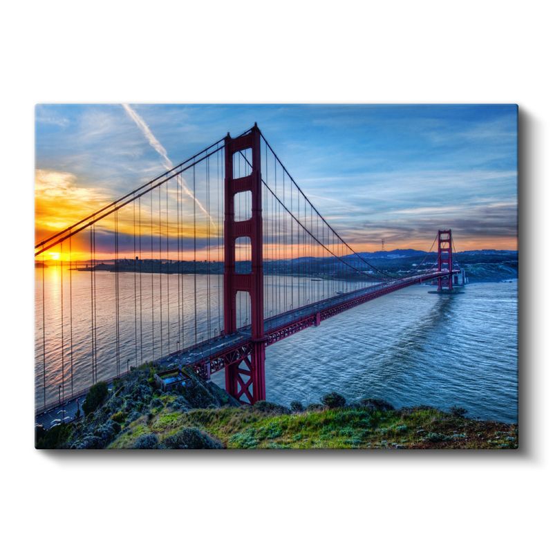 Golden Gate Köprüsü - Gün Batımında Kızıl Silüet Kanvas Tablo