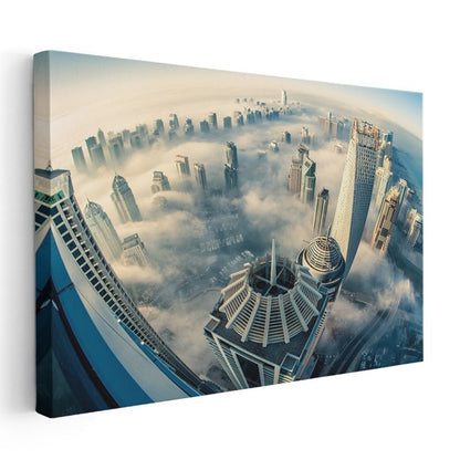 Dubai Silueti - Bulutlar Üzerinde Gökdelenler Kanvas Tablo