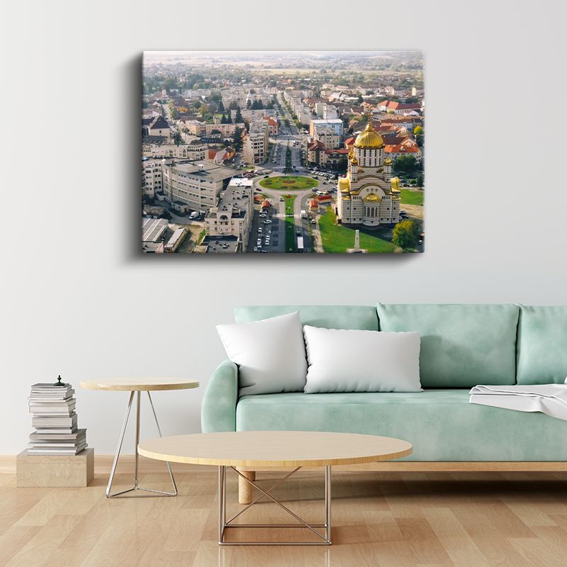 Altın Kubbeli Katedral - Havadan Şehir Panoraması Kanvas Tablo