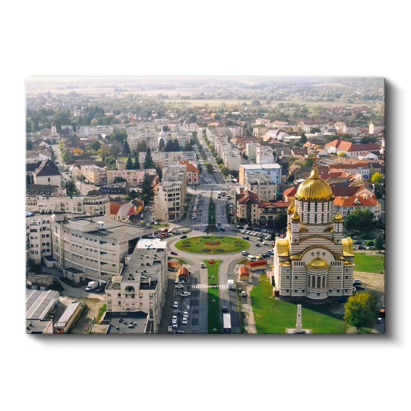 Altın Kubbeli Katedral - Havadan Şehir Panoraması Kanvas Tablo