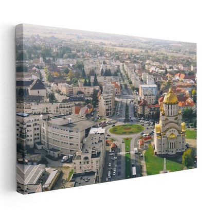 Altın Kubbeli Katedral - Havadan Şehir Panoraması Kanvas Tablo