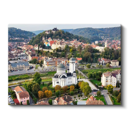 Tarihi Tepe Yerleşimi - Beyaz Katedral Manzarası Kanvas Tablo