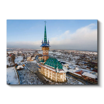 Yeşil Kubbeli Kilise - Kış Manzarasında İhtişamlı Mimari Kanvas Tablo